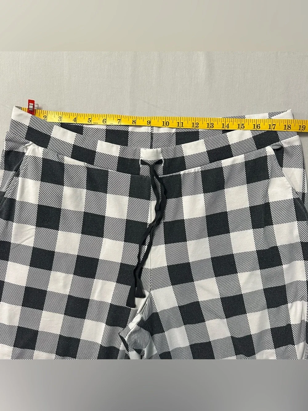 Lands End Lounge Pants XL 18 Womens Black White Buffalo Plaid Knit Sleep